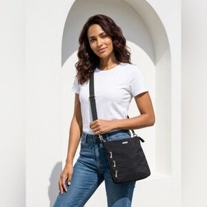Baggallini - Black Nylon Triple-Zip Crossbody